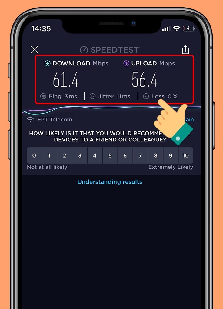 Kết quả kiểm tra tốc độ mạng bằng Speedtest 